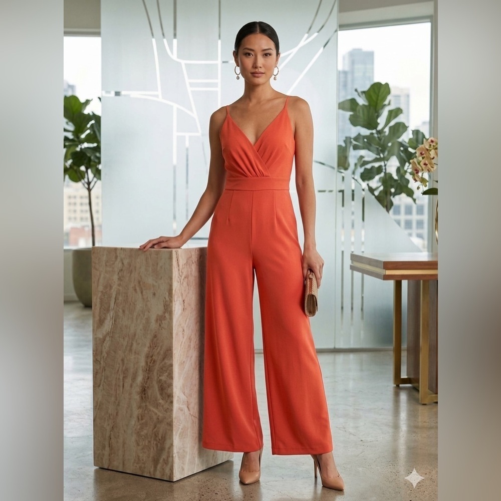 Milk & Honey Elegant coral jumpsuit size small wide leg